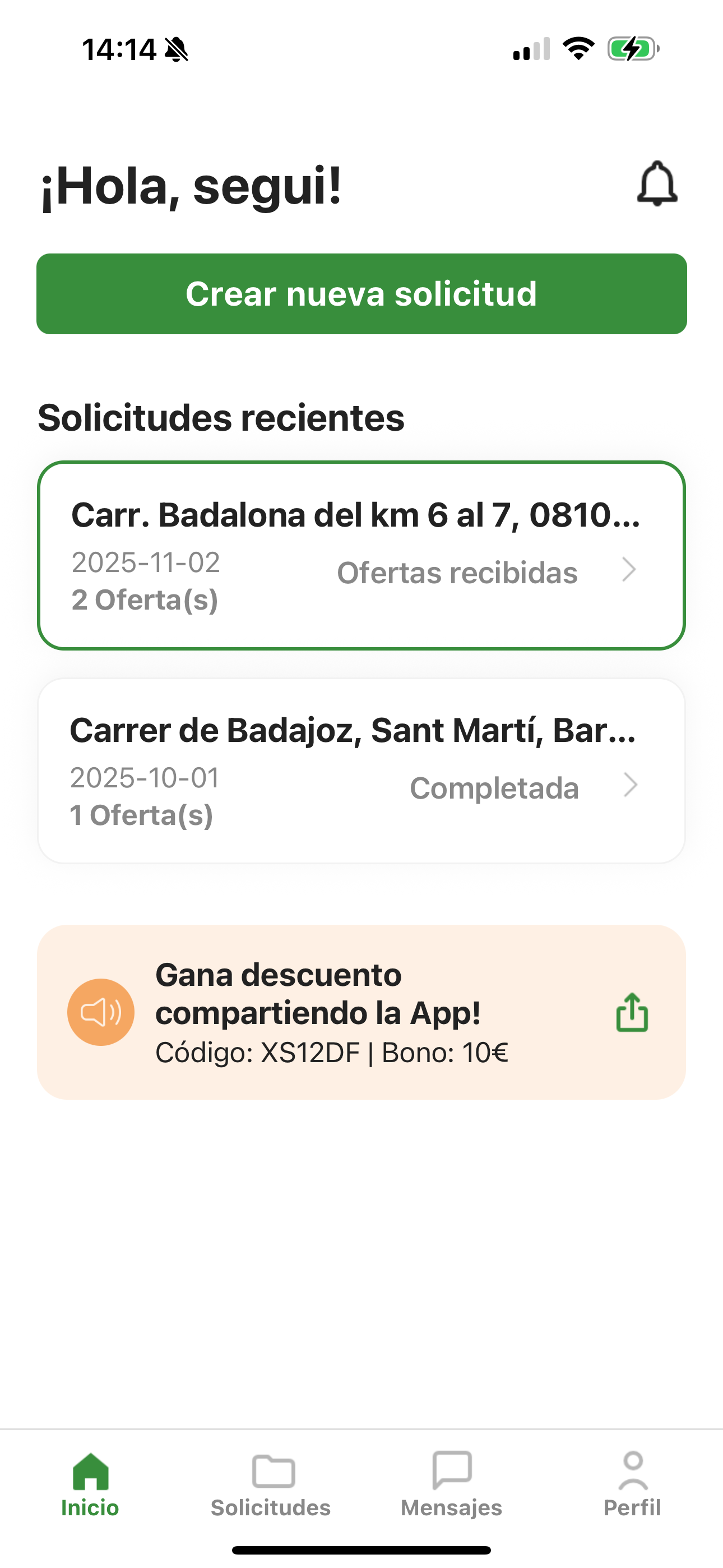 Captura de pantalla de la app casafix.io - Solicitar presupuestos de muebles Barcelona